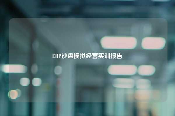 ERP沙盘模拟经营实训报告