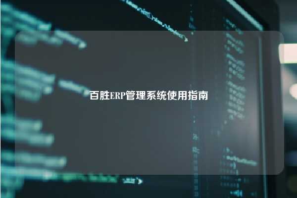 百胜ERP管理系统使用指南