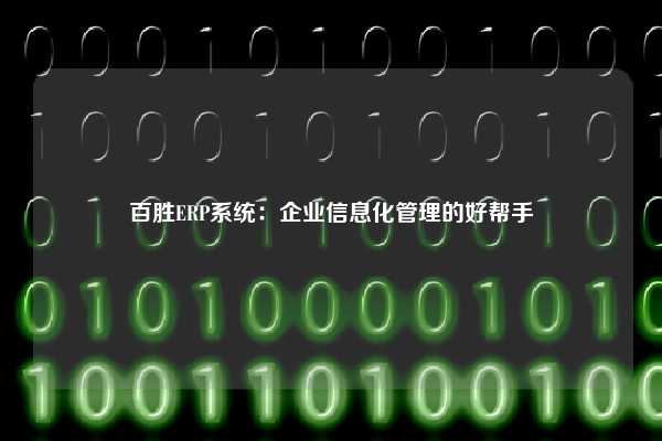 百胜ERP系统：企业信息化管理的好帮手