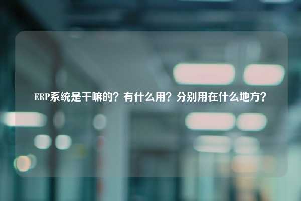 ERP系统是干嘛的？有什么用？分别用在什么地方？